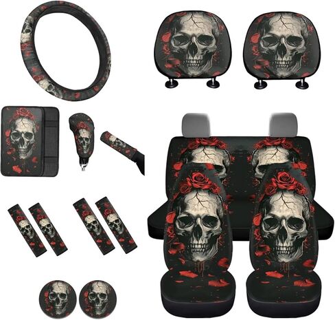 Elephant Print Car Seat Covers Full Set for Women Mandala Flower Car Front Back Split Bench Protector Steering Wheel Cover Seatbelts Pads Coaster Armrest Headrest Cover, Purple in Kuwait