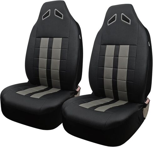 Champlus Car Seat Covers, Premium Leather Ultra Comfort and Thick 2 Front Seat Covers, Universal Fit Automotive Sedan Cars, SUVs, Trucks, Mini Vans, Airbag Compatible, Easy to Install in Kuwait