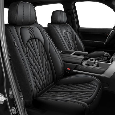 TTX لسيارة Toyota Tundra 2022 2023 2024 2025 2026 CrewMax Double Cab SR5 SR Limited Platinum 1794 Edition TRD Pro Capstone أغطية مقاعد مع جلد مسامي (أسود، 5 مقاعد) in Saudi Arabia