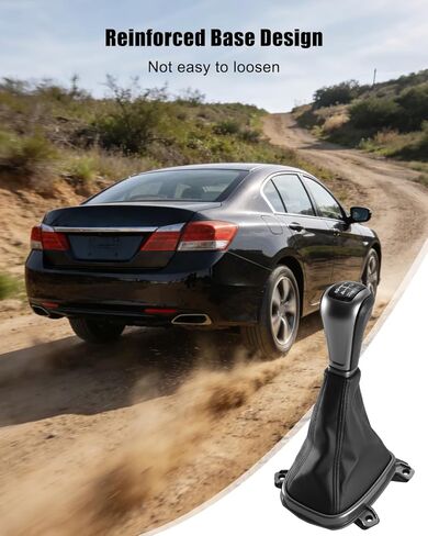 Manual Gear Shift Knob Boot Cover with Sliver Knob and Bracket Base Assembly 5 Speed Fit for Honda Accord 2008-2012 in Kuwait