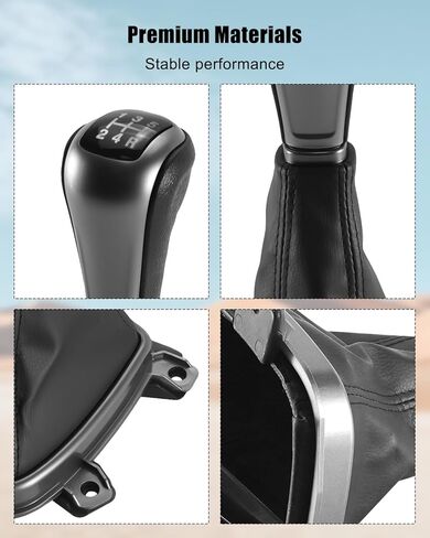 Manual Gear Shift Knob Boot Cover with Sliver Knob and Bracket Base Assembly 5 Speed Fit for Honda Accord 2008-2012 in Kuwait