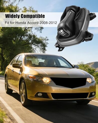 Manual Gear Shift Knob Boot Cover with Sliver Knob and Bracket Base Assembly 5 Speed Fit for Honda Accord 2008-2012 in Kuwait