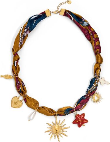 البني وشاح قلادة مع سحر الشمس / اللؤلؤ / نجم البحر باندانا قلادة خمر مكتنزة المختنق عيد الميلاد النساء المجوهرات in Kuwait