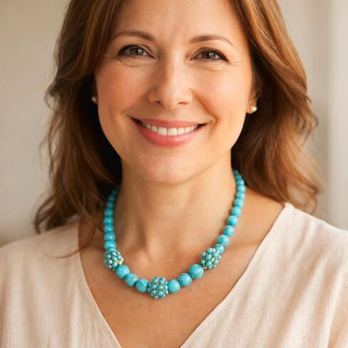 Sheplus Gifts for Mom - Genuine Turquoise Beaded Gold Collar Necklace Handmade Statement Real Western Jewerly for Valentines Day in Kuwait