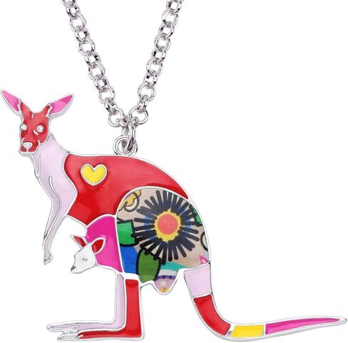 Bonsny Enamel Zinc Alloy Australia Kangaroo Choker Necklace Chain Pendant Fashion Animal Jewelry for Women Girl Charm Gift in Saudi Arabia
