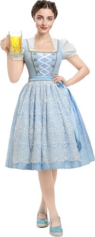 فستان Oktoberfest Dirndl فستان ألماني برقبة مربعة للأزياء البافارية، مجموعة مريلة فستان in Saudi Arabia