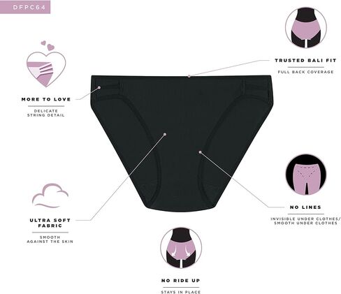 Bali Women's DFPC64 Passion for Comfort Full Coverage Bikini Panty, Regal Navy, 6 in Saudi Arabia