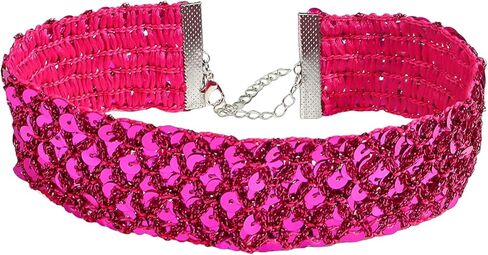 xuzhiyuan Women's Sequin Choker Necklace, Sparkly Statement Collar Necklace with Adjustable Chain, Fashion Party Clubwear Jewelry for Daily & Special Occasions in Kuwait