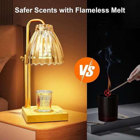 مصباح تدفئة الشمع مع مؤقت، سخان شمع كهربائي لمذيب الشمع المعطر، مذيب دفئا لشموع الجرة التي تعمل باللمس وجهاز التحكم عن بعد، هدايا ارتفاع قابلة للتعديل للنساء 2 لمبة، زجاج زهرة in Kuwait