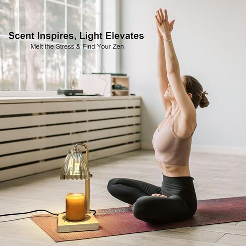 مصباح تدفئة الشمع مع مؤقت، سخان شمع كهربائي لمذيب الشمع المعطر، مذيب دفئا لشموع الجرة التي تعمل باللمس وجهاز التحكم عن بعد، هدايا ارتفاع قابلة للتعديل للنساء 2 لمبة، زجاج زهرة in Kuwait