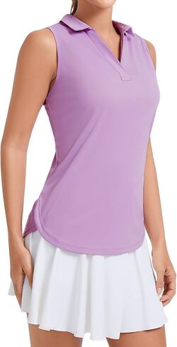 Golf Polo Shirts for Women V Neck Collared Sleeveless Tennis Tops Quick Dry UPF 50+ Sun Protection Work Athletic Tank Top in Kuwait