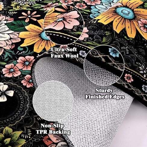 Yinhua سجادة باب للمدخل الداخلي 2 × 3 سجادة بوهو زهرية قابلة للغسل للمدخل، سجادة منطقة صغيرة سوداء غير قابلة للانزلاق سجاد مدخل منخفض الوبر للمطبخ، الغسيل، الدخول، أسود in Kuwait