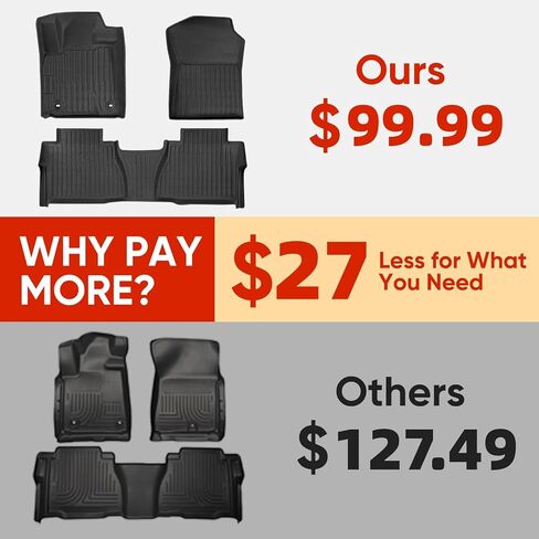 Floor Mats for Toyota Tundra: 2012 2013 CrewMax Cab & Double Cab,for Toyota Tundra Accessories, All Weather Car Accessories Front & 2nd Row Automotive Floor Mats for Trucks, Car Liner 3PCS Black in Saudi Arabia