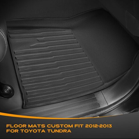 Floor Mats for Toyota Tundra: 2012 2013 CrewMax Cab & Double Cab,for Toyota Tundra Accessories, All Weather Car Accessories Front & 2nd Row Automotive Floor Mats for Trucks, Car Liner 3PCS Black in Saudi Arabia