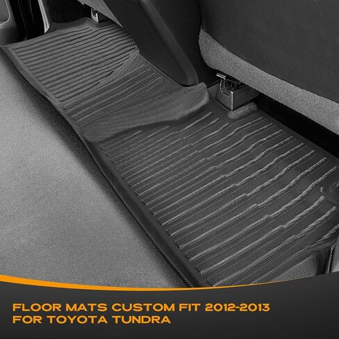 Floor Mats for Toyota Tundra: 2012 2013 CrewMax Cab & Double Cab,for Toyota Tundra Accessories, All Weather Car Accessories Front & 2nd Row Automotive Floor Mats for Trucks, Car Liner 3PCS Black in Saudi Arabia