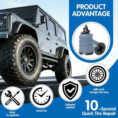 مجموعة مسامير مطاطية جديدة مطورة لإصلاح الإطارات مكونة من 60 قطعة، مجموعة سدادات الإطارات اللولبية للإطارات بدون أنابيب، إصلاح سريع للإطارات المسطحة وإصلاح ثقب الإطارات في حالات الطوارئ مع مقاسين لسيارة دراجة نارية شاحنة دراجة in Kuwait