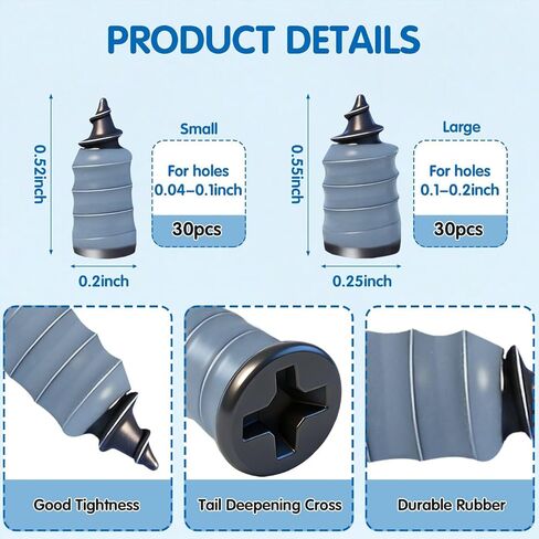 مجموعة مسامير مطاطية جديدة مطورة لإصلاح الإطارات مكونة من 60 قطعة، مجموعة سدادات الإطارات اللولبية للإطارات بدون أنابيب، إصلاح سريع للإطارات المسطحة وإصلاح ثقب الإطارات في حالات الطوارئ مع مقاسين لسيارة دراجة نارية شاحنة دراجة in Kuwait