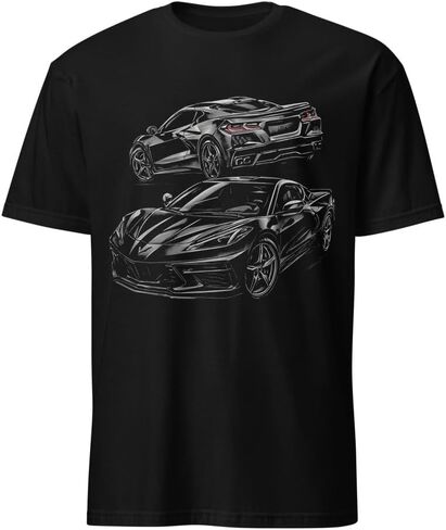 C8 Corvette T-Shirt – Front & Rear Blacked-Out Design – Mid-Engine American Supercar Graphic Tee in Saudi Arabia
