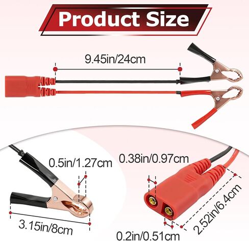 2 قطعة PPTK0025 مجموعة مشابك كابلات البطارية متوافقة مع نماذج مسبار الطاقة 3/3S/3Ez، مجموعة الرصاص بمشبك التمساح، ملحقات أدوات مسبار دائرة الطاقة للاختبار الكهربائي للسيارات in Kuwait