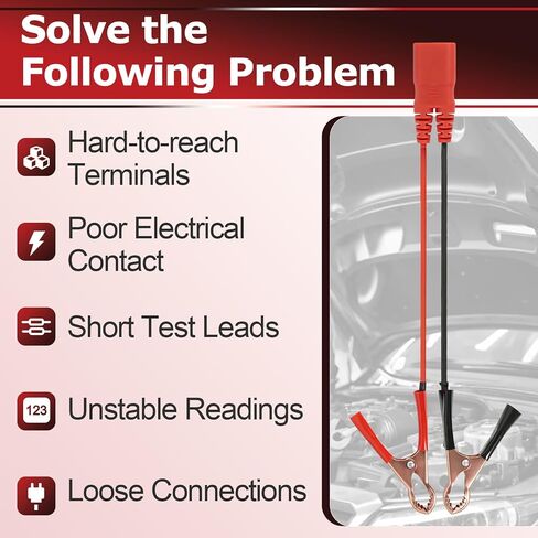 2 قطعة PPTK0025 مجموعة مشابك كابلات البطارية متوافقة مع نماذج مسبار الطاقة 3/3S/3Ez، مجموعة الرصاص بمشبك التمساح، ملحقات أدوات مسبار دائرة الطاقة للاختبار الكهربائي للسيارات in Kuwait
