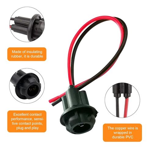 5 PCS 194 Bulb Socket with Wire Pigtail, T10 Pre-Wired Harness Connector Plugs, Tail Light & Side Marker Light Socket Adapter for Cars, Trucks, SUVs (Black) in Saudi Arabia