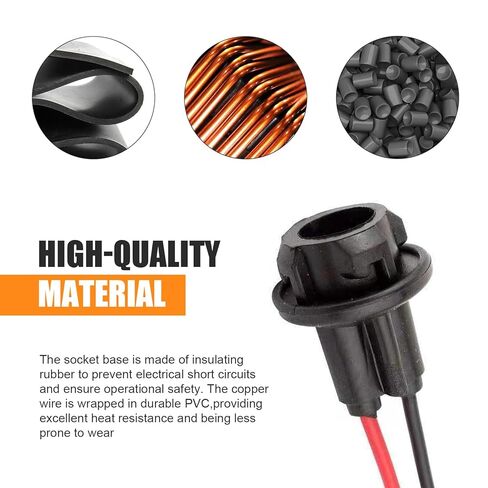 5 PCS 194 Bulb Socket with Wire Pigtail, T10 Pre-Wired Harness Connector Plugs, Tail Light & Side Marker Light Socket Adapter for Cars, Trucks, SUVs (Black) in Saudi Arabia
