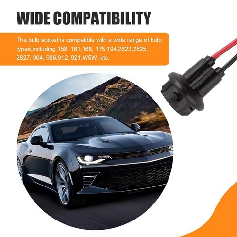 5 PCS 194 Bulb Socket with Wire Pigtail, T10 Pre-Wired Harness Connector Plugs, Tail Light & Side Marker Light Socket Adapter for Cars, Trucks, SUVs (Black) in Saudi Arabia
