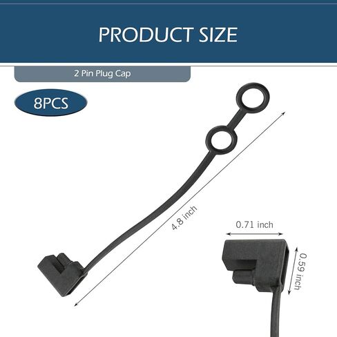 8 قطع 2 دبوس استبدال غطاء الطقس، حشوات مانعة لتسرب الماء وأغطية حماة المكونات، SAE المكونات استبدال غطاء غطاء مقاوم للغبار، السيارات موصل DC غطاء حماية الغطاء العلوي in Kuwait
