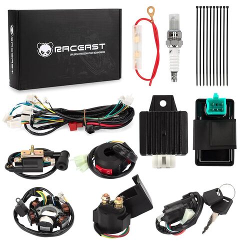 Complete Wiring Harness Kit for Tao tao 50cc 70cc 90cc 110cc 125cc ATV Quad Electric 4 Wheeler Stroke Parts Go Kart with 6-Pole Stator CDI Spark Plug Relay in Kuwait