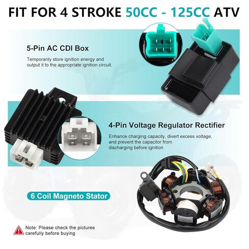 Complete Wiring Harness Kit for Tao tao 50cc 70cc 90cc 110cc 125cc ATV Quad Electric 4 Wheeler Stroke Parts Go Kart with 6-Pole Stator CDI Spark Plug Relay in Kuwait