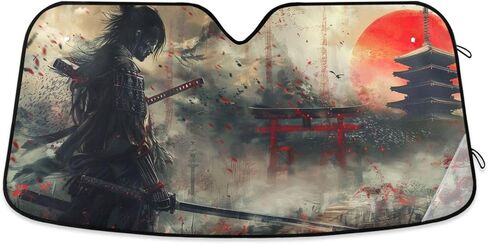 Car Windshield Sunshade Samurai Anime Dark Foldable Sun Shade for SUV Sedans Truck Cute Funny Reflective Windshield Cover Keep Vehicle Cool M in Saudi Arabia