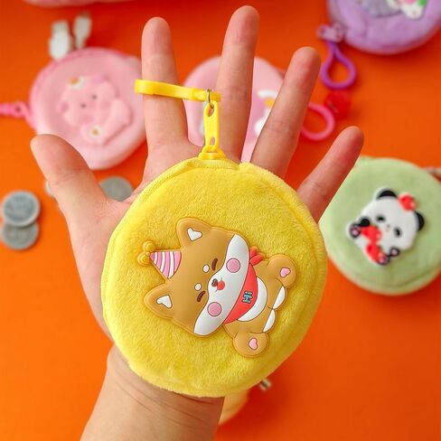 24 Pcs Cute Coin Purse for Women, Kawaii Plush Coin Pouch, Mini Wallet with Zipper Keychain, Small Change Purse for Women Valentine’s Day Exchange Gifts in Saudi Arabia