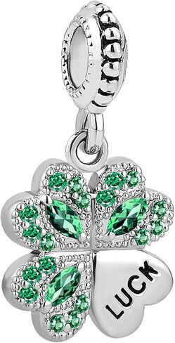 Lover Hearts Clover Charm Compatible with Pandora Bracelets Silver Twotone Green Lucky Charm Bead Women Family Sister Wife in Saudi Arabia