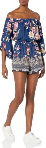 Angie Women's Angie Women's Off Shoulder Romper With Lace Trim in Saudi Arabia