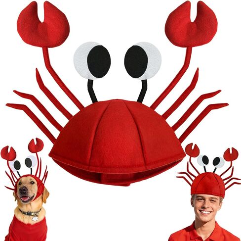 Funny Crab Hat,3D Lobster Seafood Hats Crazy Cap Day Costume Accessories for Pets Adults Dress Up Themed Party Supplies,Halloween in Kuwait