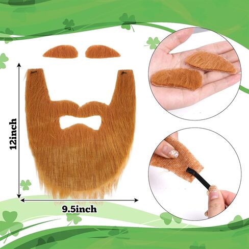 Yolyoo St. Patrick's Day Leprechaun Costume 4 Pcs Hat Beard Bow Tie St Patricks Day Accessories for Parties in Saudi Arabia