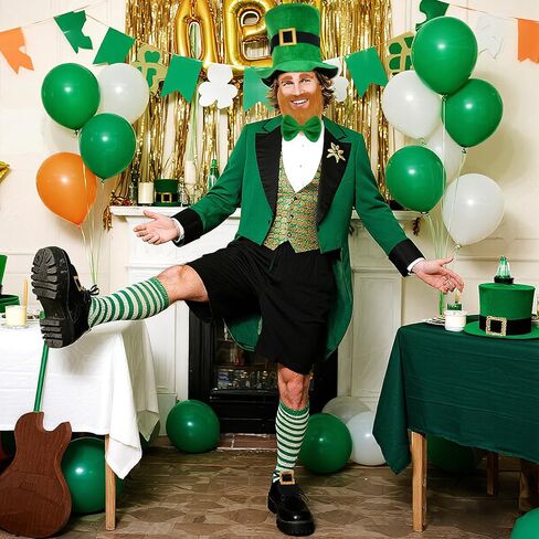 Yolyoo St. Patrick's Day Leprechaun Costume 4 Pcs Hat Beard Bow Tie St Patricks Day Accessories for Parties in Saudi Arabia