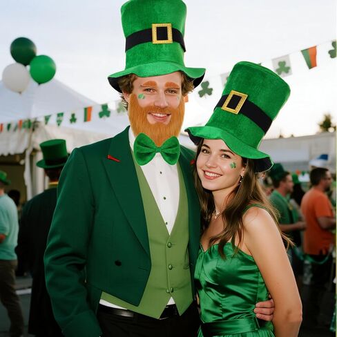 Yolyoo St. Patrick's Day Leprechaun Costume 4 Pcs Hat Beard Bow Tie St Patricks Day Accessories for Parties in Saudi Arabia