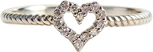LIOYSIUT Cute Dainty Women's 14K Gold Plated Heart-Shaped White Drill Rings Delicate Rings Gemstone Rings Wedding Jewelry Heart Gemstone Promise Engagement Love Ring Size 6 in Saudi Arabia