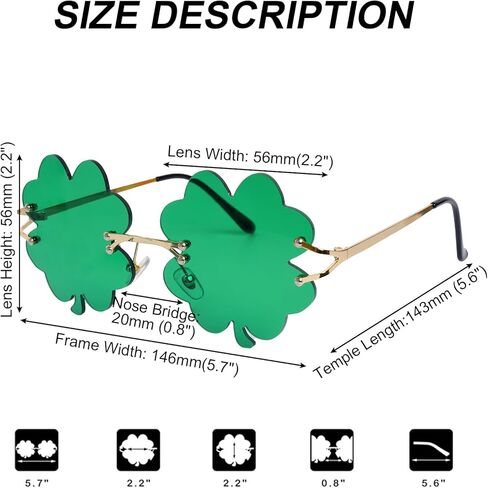 St. Patrick's Day Accessories Irish Shamrock Acrylic Dangle Earrings Sunglasses Green Four Leaf Clover Leprechaun Costume Glasses in Kuwait