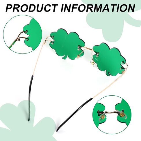 St. Patrick's Day Accessories Irish Shamrock Acrylic Dangle Earrings Sunglasses Green Four Leaf Clover Leprechaun Costume Glasses in Kuwait