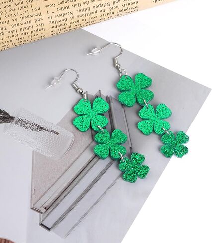 St. Patrick's Day Accessories Irish Shamrock Acrylic Dangle Earrings Sunglasses Green Four Leaf Clover Leprechaun Costume Glasses in Kuwait