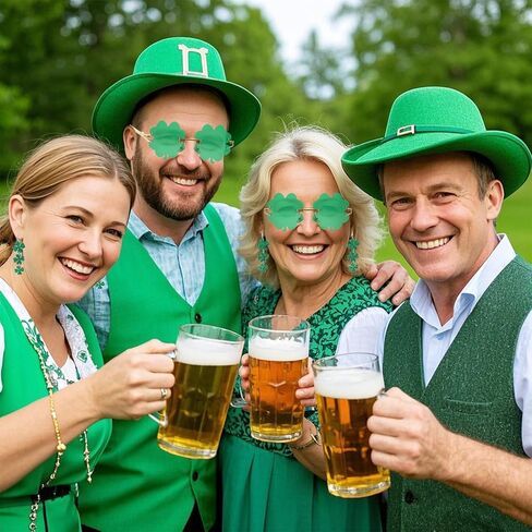 St. Patrick's Day Accessories Irish Shamrock Acrylic Dangle Earrings Sunglasses Green Four Leaf Clover Leprechaun Costume Glasses in Kuwait