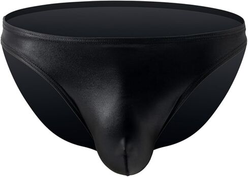 Men's Imitation Leather Bikini Underwear Low Rise Lightweight Bikini Briefs in Saudi Arabia