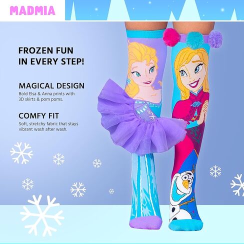 جوارب MADMIA Elsa and Anna بطول الركبة - جوارب ملونة للأميرة للأطفال والكبار، هدية يوم جورب ممتعة ومجنونة in Kuwait