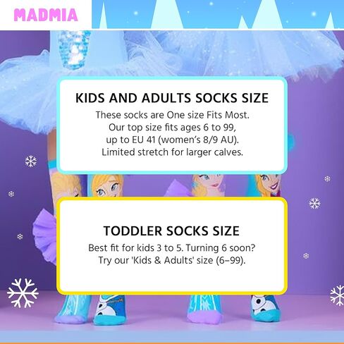 جوارب MADMIA Elsa and Anna بطول الركبة - جوارب ملونة للأميرة للأطفال والكبار، هدية يوم جورب ممتعة ومجنونة in Kuwait