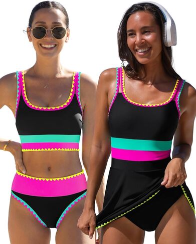 popvil High Waisted Bikini Sets for Women Tummy Control-M in Kuwait