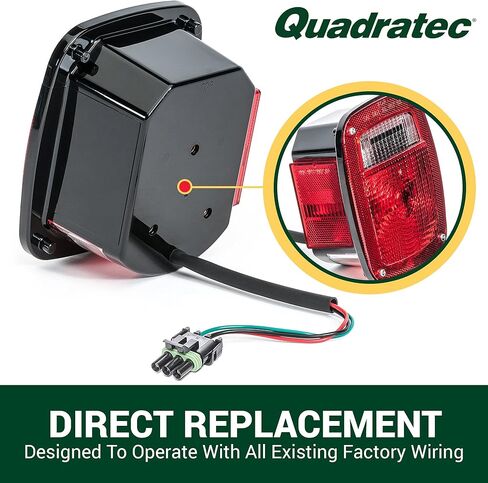 Quadratec Premium Tail Light, Passenger Side - Fits Jeep Wrangler YJ 1987-1990 - Plug and Play Lamp Assembly - Meets OE Specifications - Factory Replacement Tail Light in Saudi Arabia