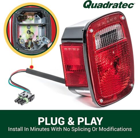Quadratec Premium Tail Light, Passenger Side - Fits Jeep Wrangler YJ 1987-1990 - Plug and Play Lamp Assembly - Meets OE Specifications - Factory Replacement Tail Light in Saudi Arabia