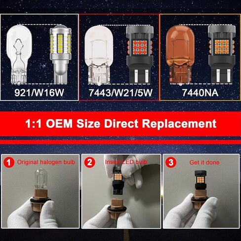 LED Rear Tail Light Kits for Ram Promaster 1500 2500 3500 2014-2025 2026, W16W Back Up Light + W21/5W Brake Light + 7440NA Turn Signal Light Bulb Combo, CANBUS Anti Hyper Flash Plug and Play in Kuwait